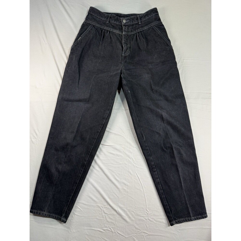 Vintage Sasson High Waisted Pleated Mom Jeans – Size 12 – Faded Black Denim